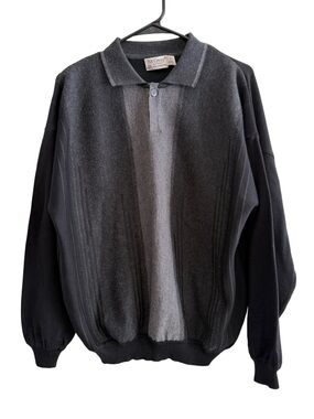 St. Croix Knits Merino Wool Sweater Black/Gray Size Medium
